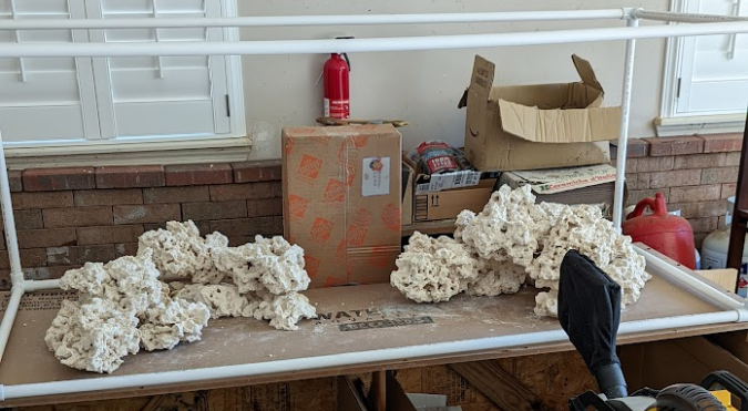 Sorting and laying out Marco Rocks for reef aquascape design